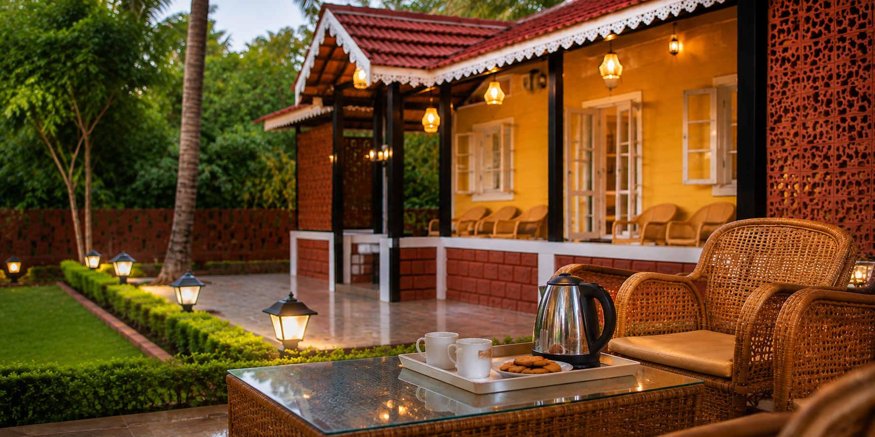 Verandah seating at the villa in Dapoli
