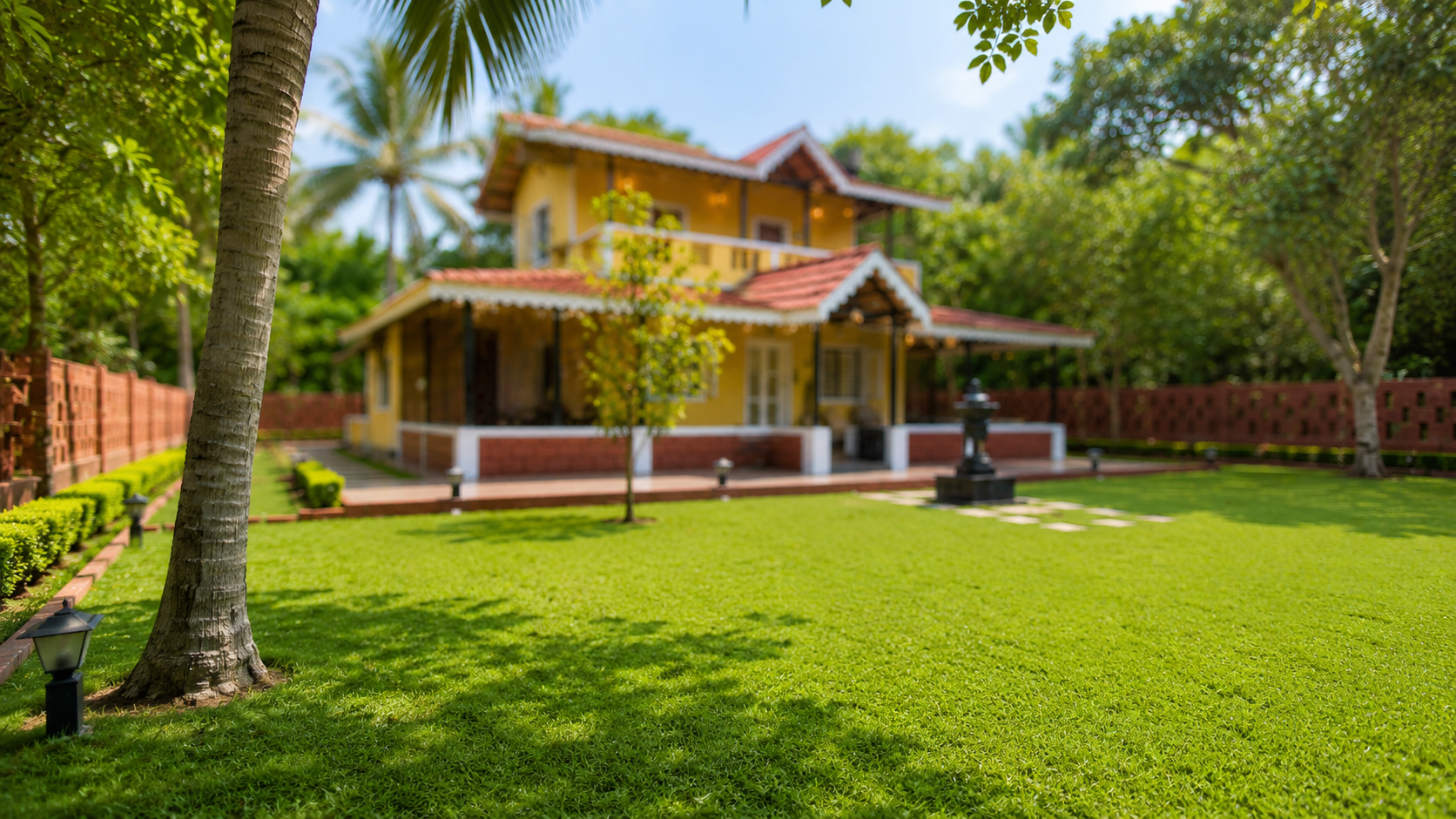 Saraswati Vinayak Villa in Dapoli seen across its green lawn