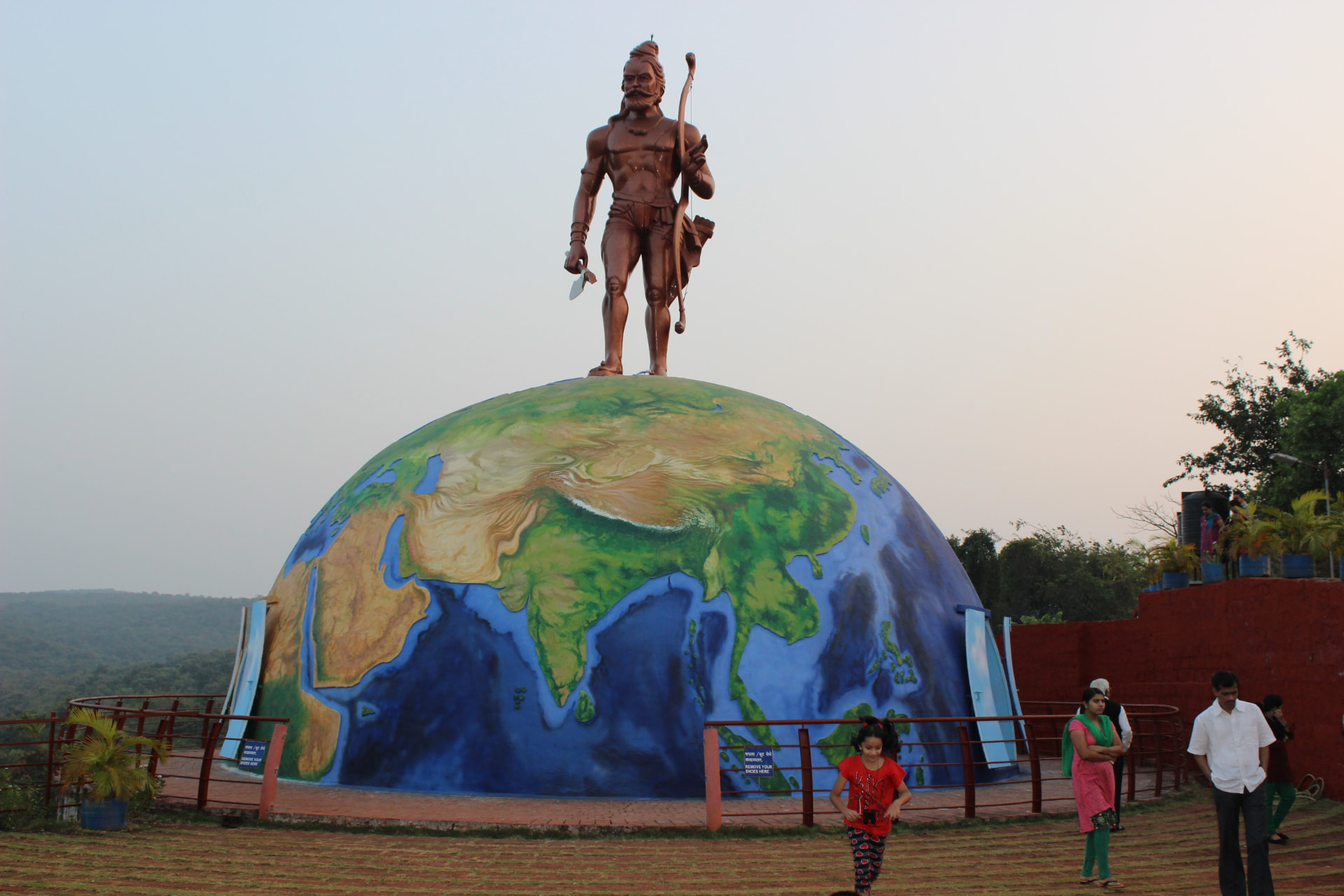 Parshuram statue atop the globe at Parshuram Bhoomi, Dapoli