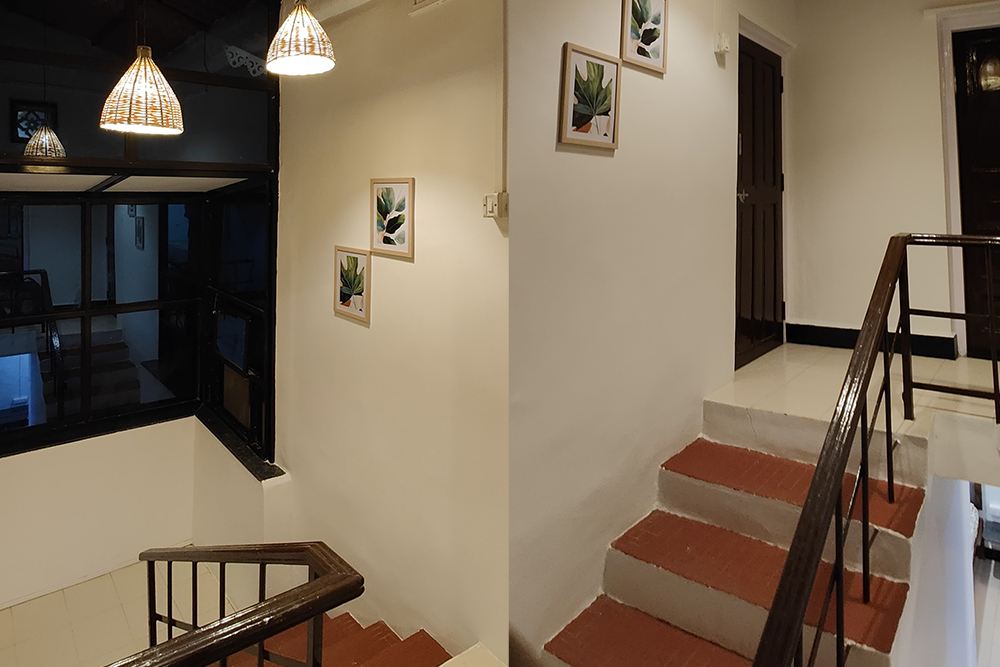 Internal staircase connecting the bedrooms at the villa